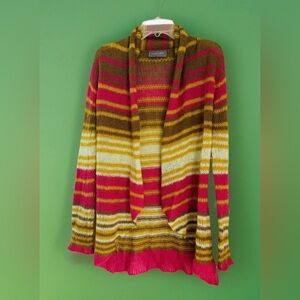 Wooden Ships lightweight Open Cardigan Women’s S/M Striped multicolored Sweater